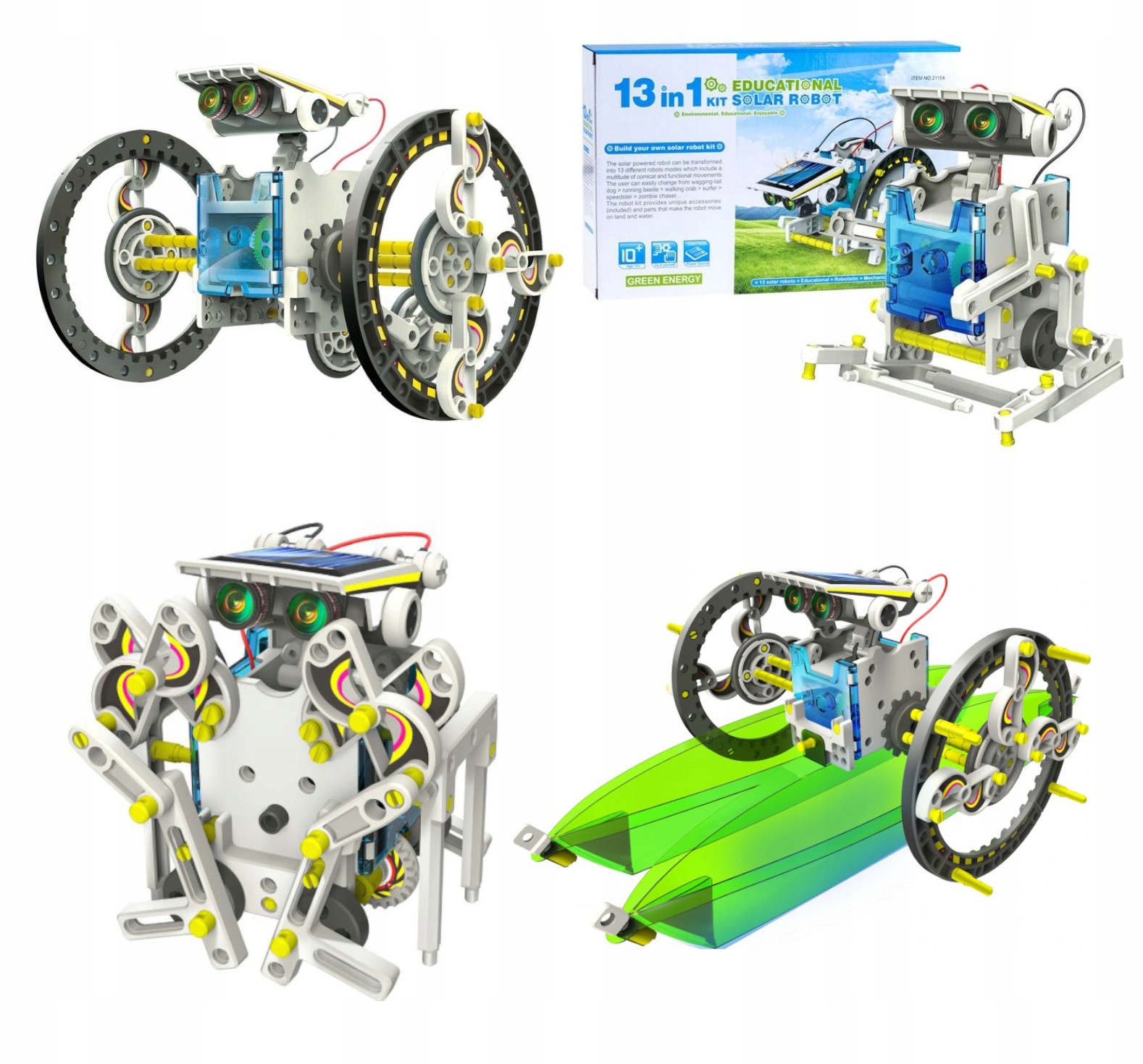 Solárny robot Puzzle Sada solárnych hračiek Psí čln Vozidlá 13 v 1